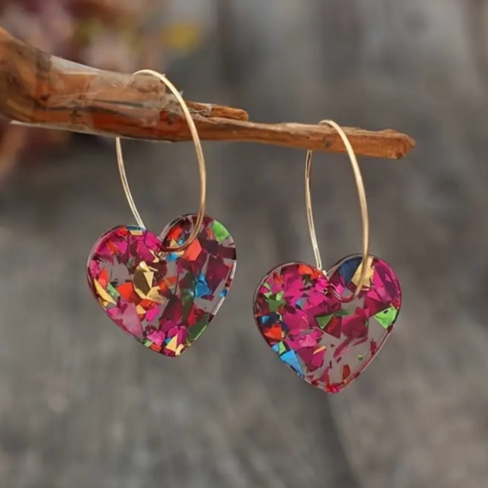 ✨Zara Murano Pink Heart Earrings - Picture 4 of 4
